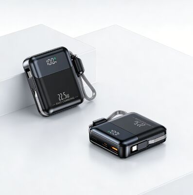 Modelo-CK313 10000mAh 22.5W Banco de energia de carregamento rápido com cabos e cordas embutidos