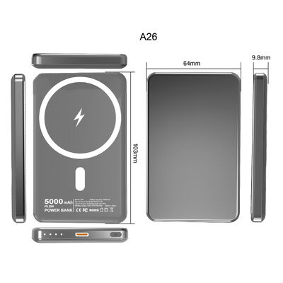 acheter Batterie externe magnétique sans fil en alliage d'aluminium 5000 mAh Type C ultra-fine 20W online manufacture