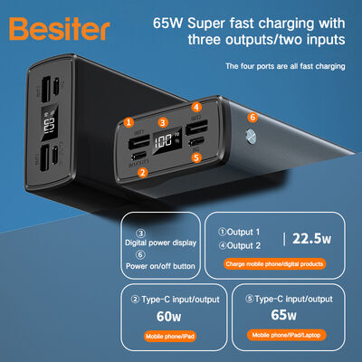 kopen Aluminium legering Cover Laptop Power Bank 30000mah Met Dual USB 65W online manufacture