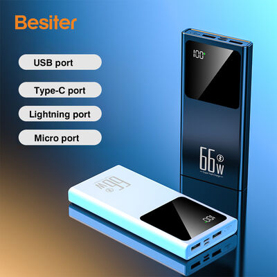 ซื้อ ธนาคารพลังงานพกพาขนาด 10000mAh พร้อมสาย 4 สาย Dual Usb Slim Power Bank สําหรับโทรศัพท์ online manufacture