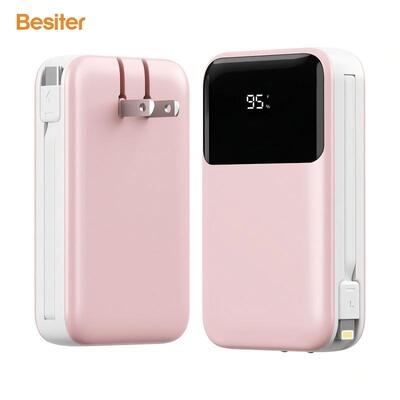 Buy 2 In 1 Plug In Power Bank 10000mAh 22.5W Fast Charging With Cables / LED Display online manufacture