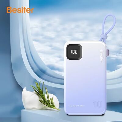 구입하다 Besiter 휴대용 10000mAh 보조배터리, LED 디스플레이, 22.5W 고속 충전, 내장 케이블, 휴대폰용 보조배터리 online manufacture